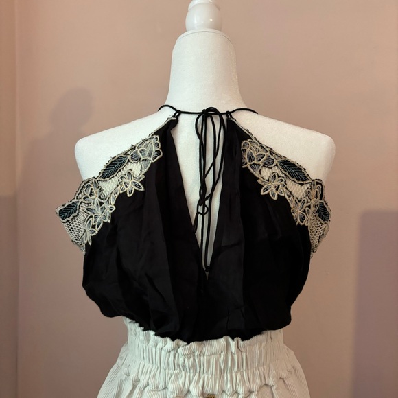 Free People Drapey Top Tie-Back Bodysuit with Floral Embroidery - Picture 5 of 7